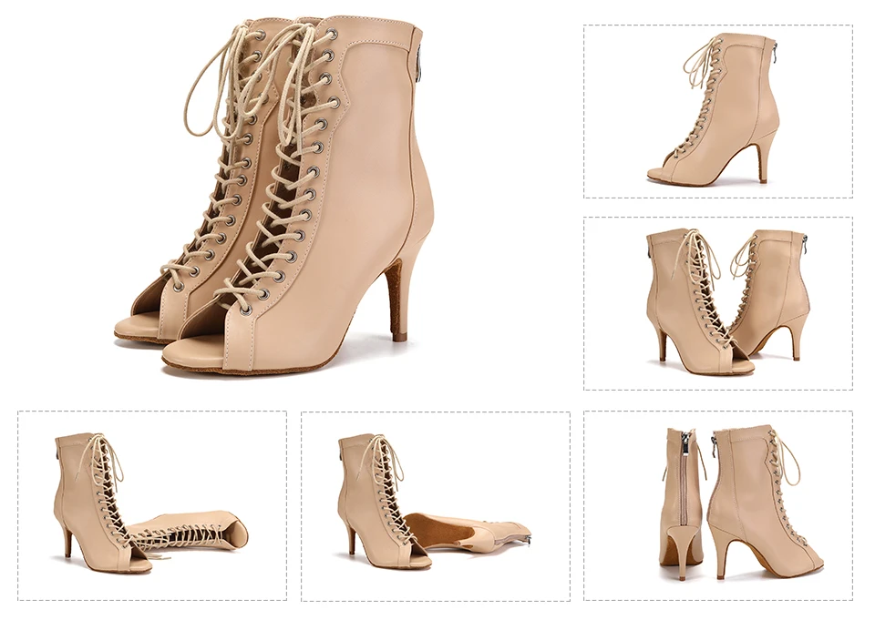 DKZSYIM New Women's Spring/Autumn Boots Stilettos Women Latin Dance High Heels Boots Fish Mouth Thin Heel Ladies Ballroom Shoes detail