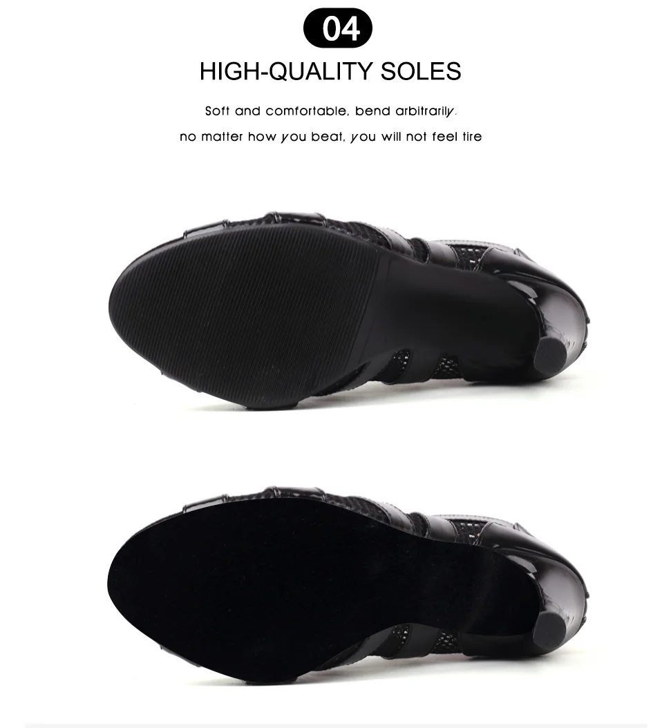 Girls Latin Dance Shoes Women Modern Dance Salsa High-Top Sandals Dance Hall Shoes Ladies Fashion Sexy High-Heeled Suede Boots detail
