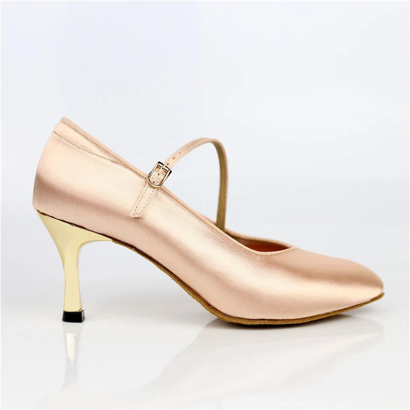 BD Dance Women Standard Shoes 138 ClASSIC Fresh Tan Satin High Heel Ladies Ballroom Dance Shoes Soft Outsole Modern Dance detail
