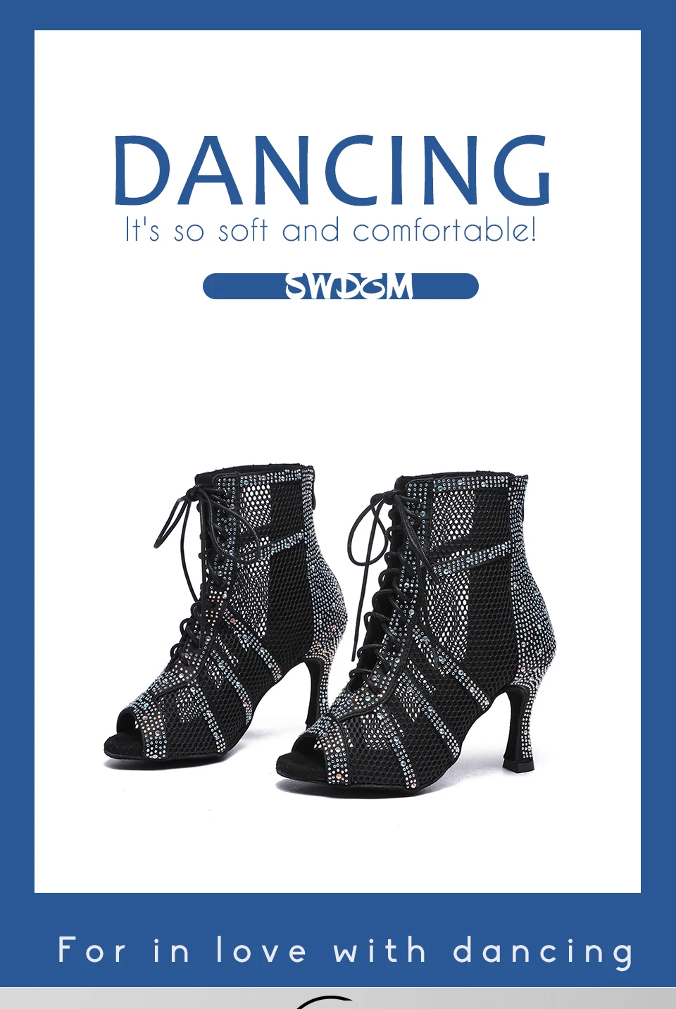 SWDZM Shiny Women Dance Boots Latin Jazz Dance Shoes Full Rhinestone Dancing Boots Customizable Heels Women Ladies Dancing Shoes detail