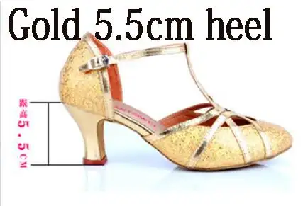 New Latin Dance Shoes Woman High Heel Silver Gold Cheap Ballroom Dancing Shoes Girls Gliter Closed Toe Salsa Shoes 5cm 7cm Heel product view