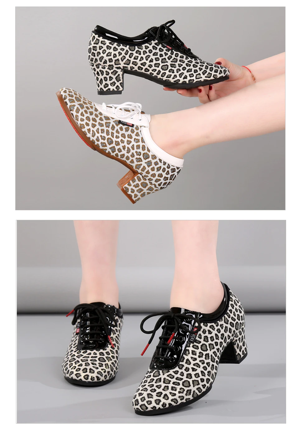 DKZSYIM Women Latin Dance Shoes Modern Tango Jazz Shoes Outdoor Leopard print Dance Shoes Woman Dance Sneaker SIZE34-41 detail