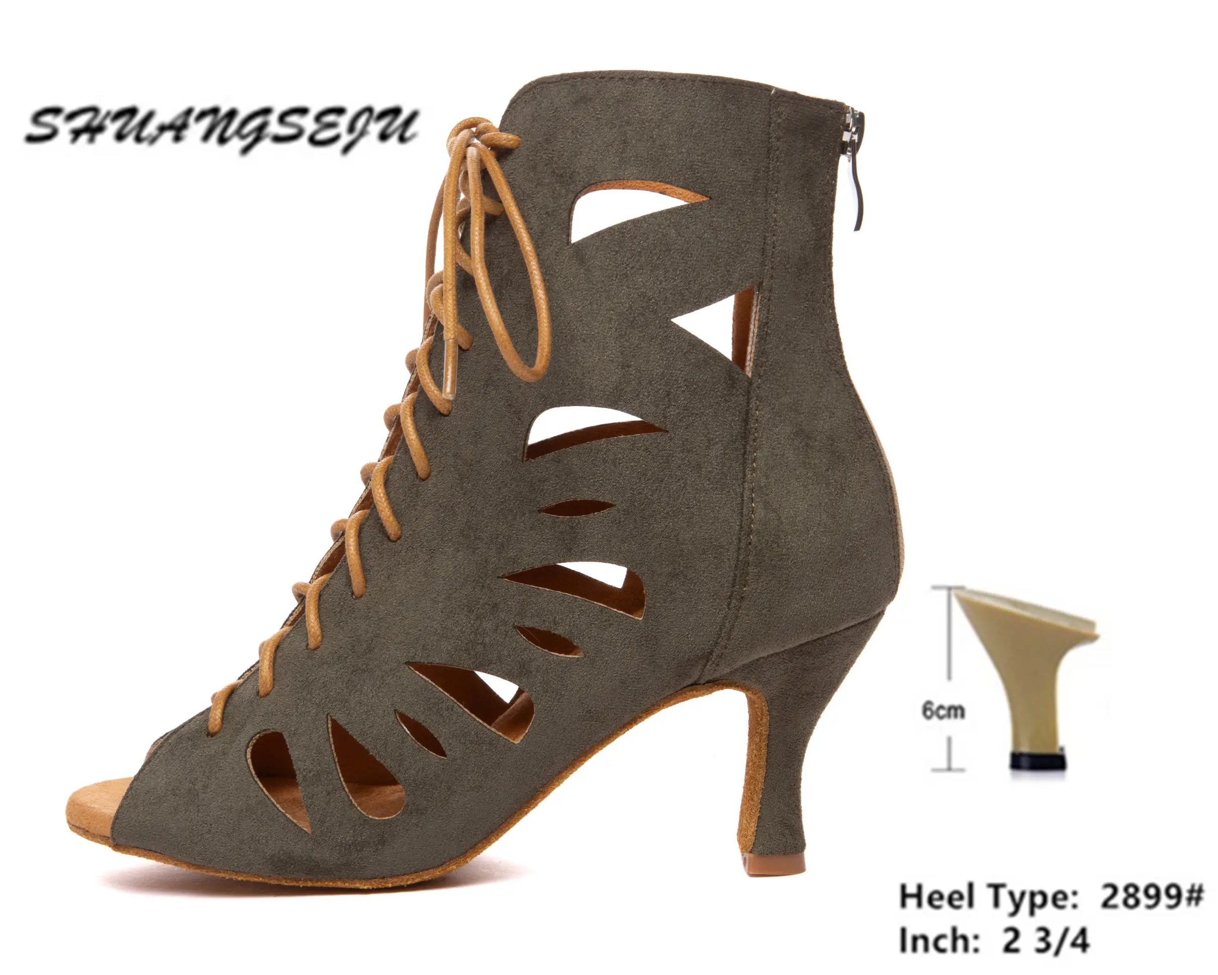 SHUANGSEJU New Women's Latin Dance Shoes Hollow Sexy Lace-Up Salsa Dance Shoes Bachata Black Jazz Ankle Boots Heels Dance Shoes product view