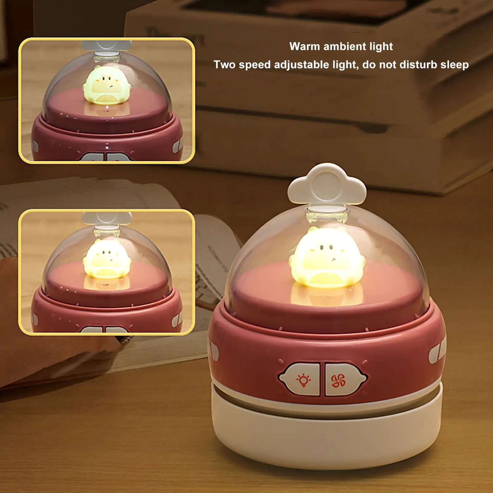 Portable Desktop Vacuum Cleaner Cordless USB Charging Handheld Dust Sweeper Efficient Night Light Table Pencil Eraser Shavings