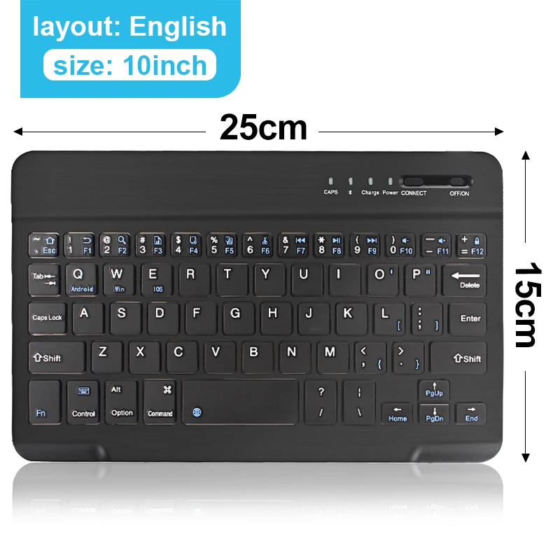 Bluetooth Wireless Keyboard 10 inch Rechargeable Keyboard Russian English Keycaps For iPad Tablet Laptop Adapter PC Accessories detail