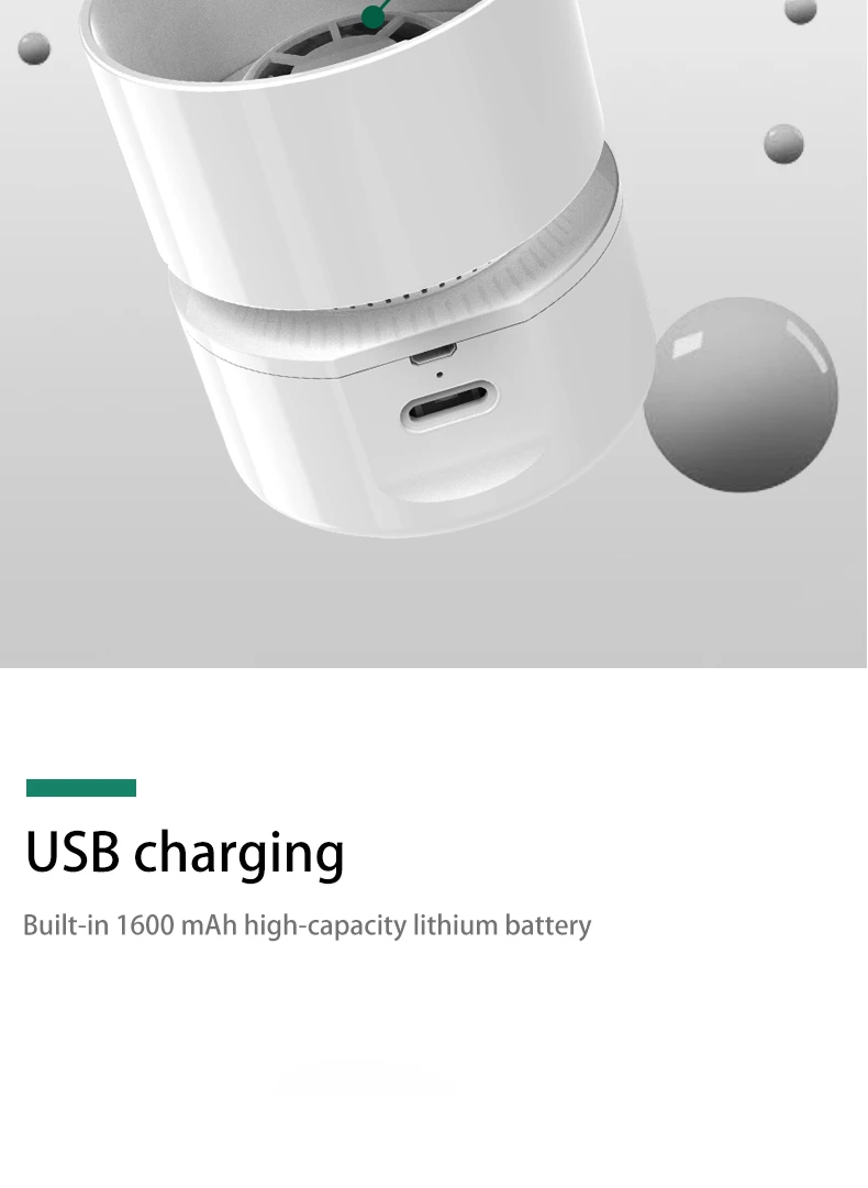 Mini Desktop Vacuum with Brush, USB Rechargeable Portable Sweeper for Eraser Crumbs, Pencil Shavings, Home Office Student Use detail