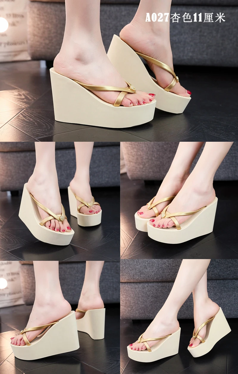 Summer Fashion Sexy Slim Super High Slope Heel Shoes With a Height Increase Of 11cm Non Slip Comfortable Party Beach Slippers detail