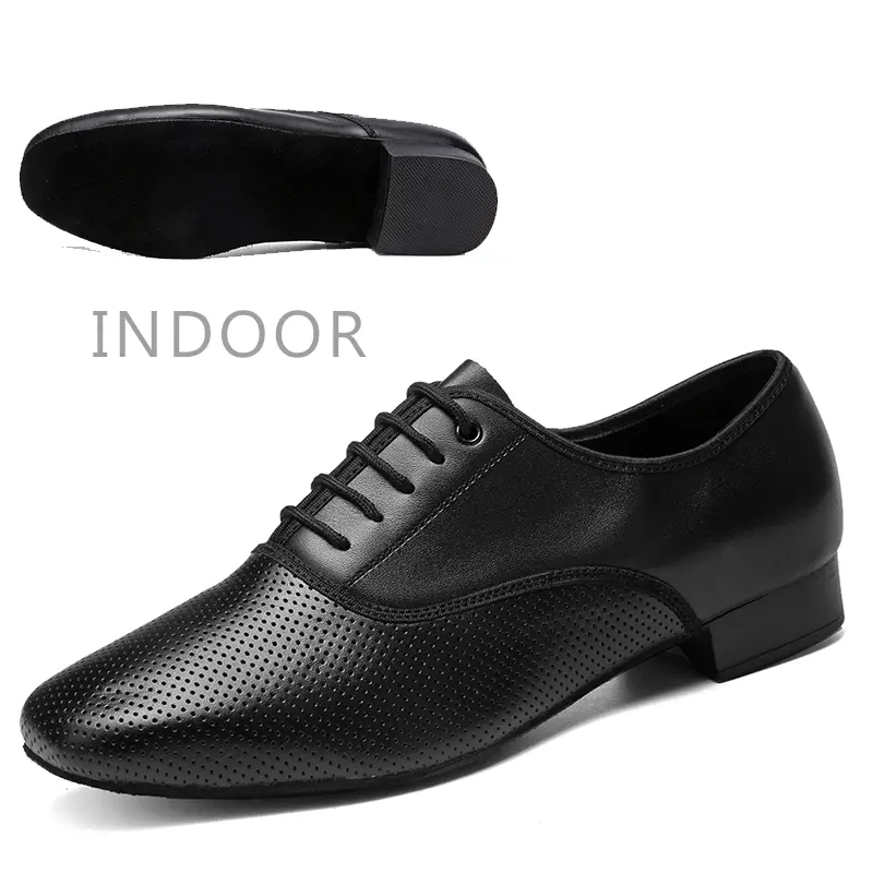 HROYL Ballroom Dance Shoes Genuine Leather Latin Dance Shoes Man Sneakers Jazz Bigger Size Breathable Waltz Salsa Dancing Shoes product view