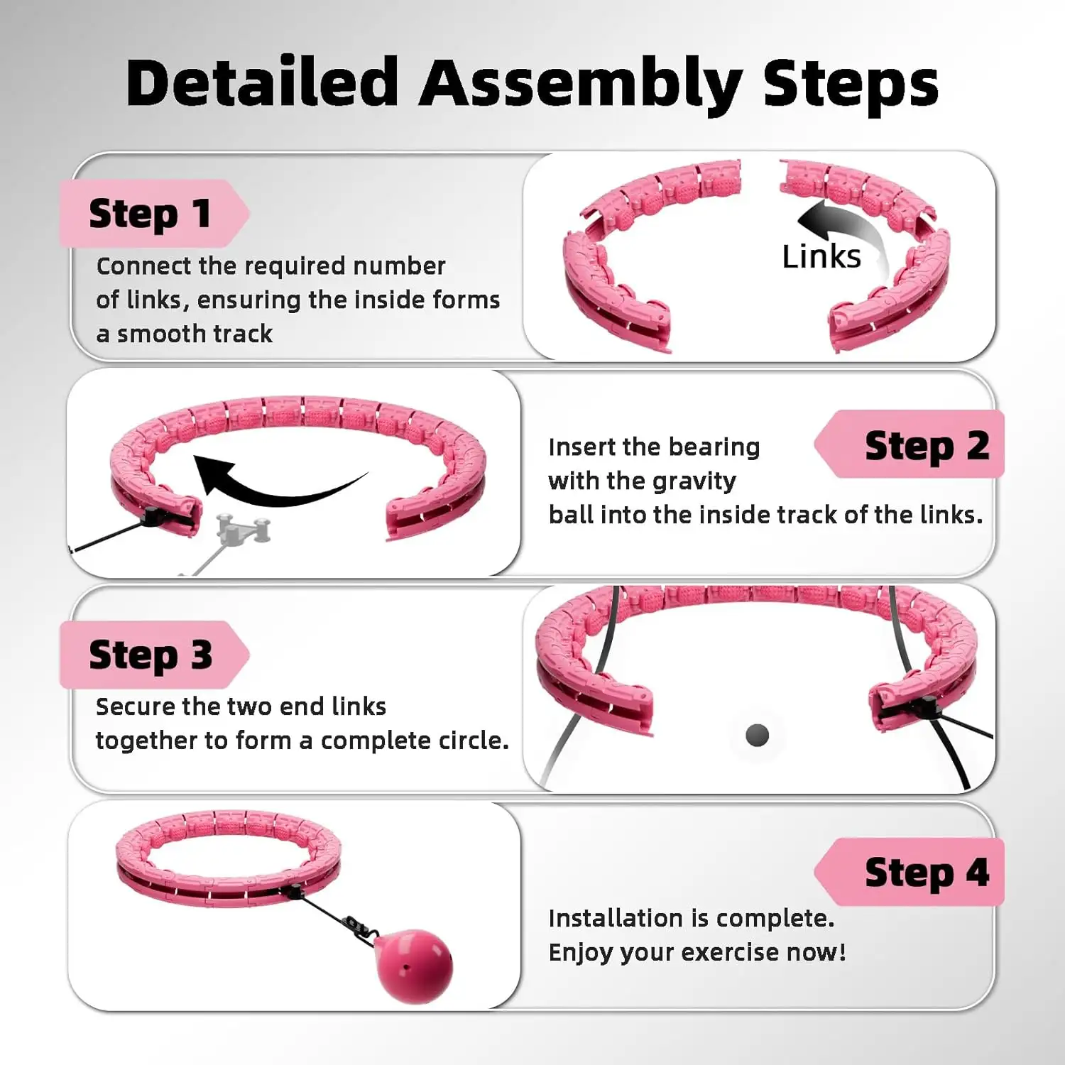 2 In 1 Smart Weighted Fitness Hula Hoop, Infinity Design with 24 Detachable Knots Adjustable Hula Circle for Adult Women Beginners Weight Loss Exercise product view