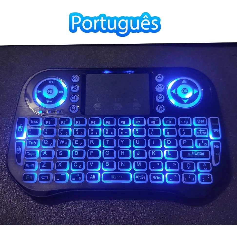 Wireless Mini Keyboard Dual Mode BT4.2 2.4G Air Mouse Remote Control Backlit 7 color Touchpad for Android TV Box PC Projector product view