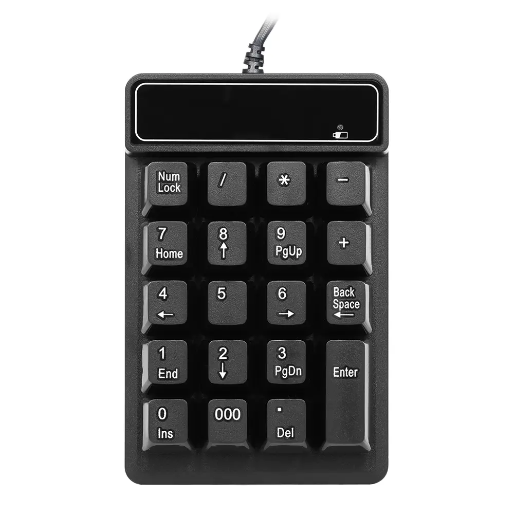 USB Wired Numeric Keypad Mechanical Feel Number Pad Keyboard 19 Keys Water-proof for Laptop Desktop PC Notebook Black product view