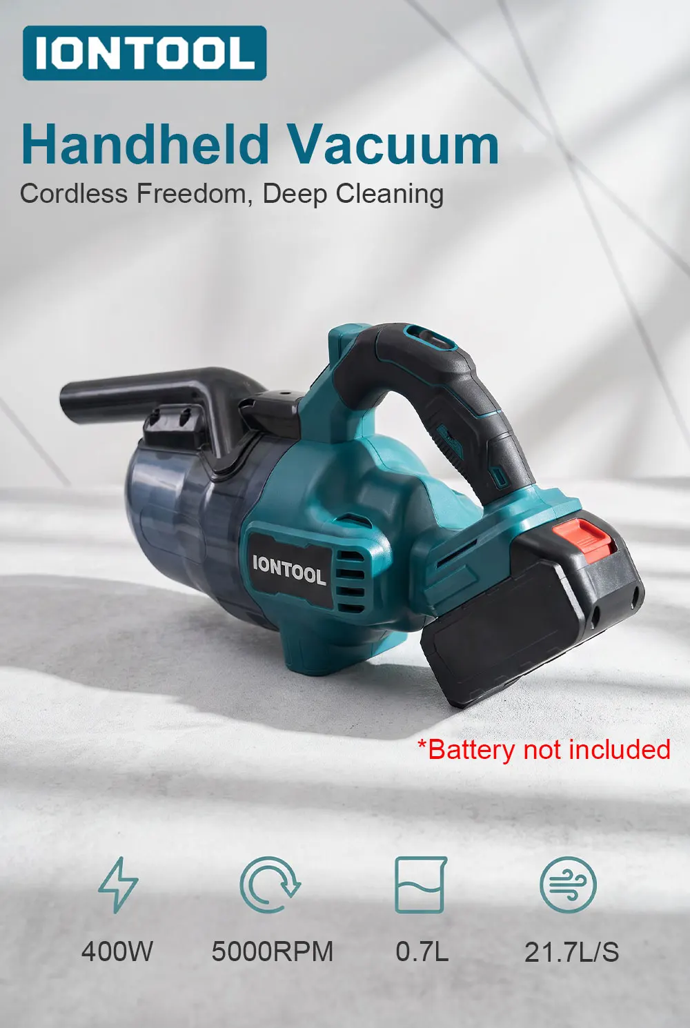 IONTOOL Cordless Vacuum Cleaner 400W Power Tool For Dust Collection Car Clean Desktop Tidy Workshop Use For Makita 18V Battery detail