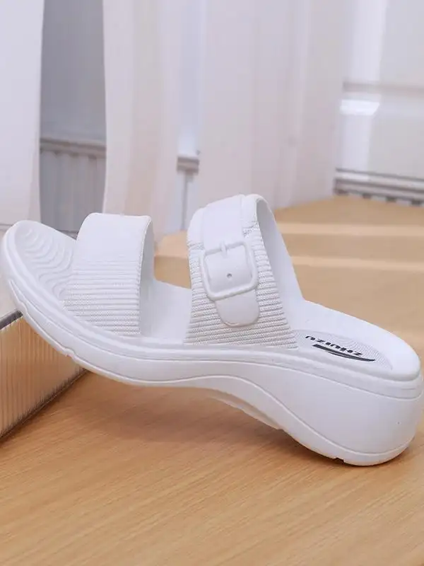 Smart Foot Thick Heel Sandals Fashion Slope Heel Summer New Indoor Anti-Slip Heightening Beach Cool Sandals Casual Style Holl...