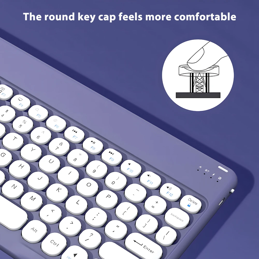 CASEPOKE wireless bluetooth round key silent keyboard suitable For Samsung Xiaomi Google Huawei iPad mobile  keyboard and mouse detail