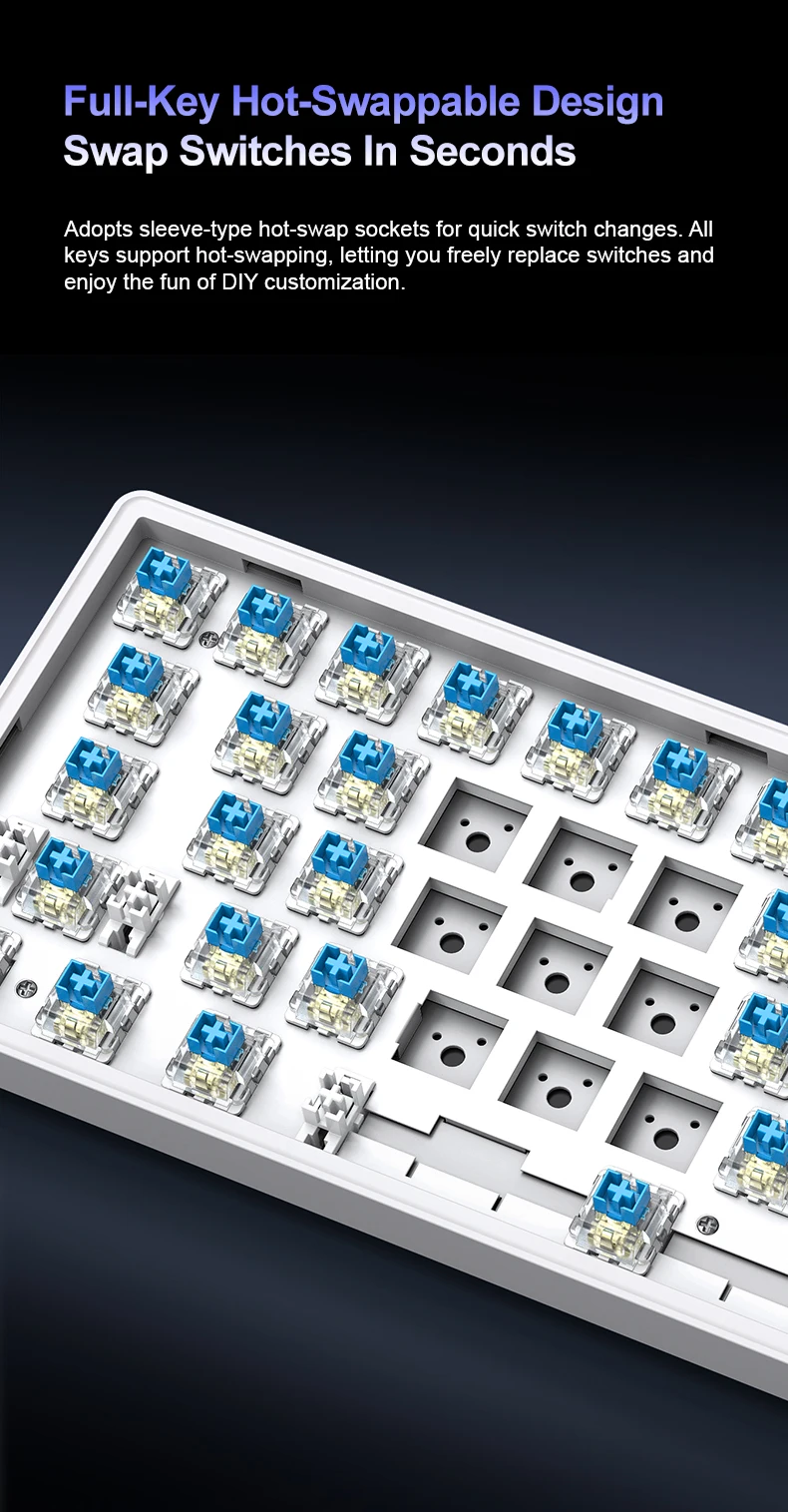 APAYADO A68 Wired Mechanical Keyboard Compact Layout Hot Swappable Blue/Red Switches RGB Backlight Full Key Rollover Type-C detail