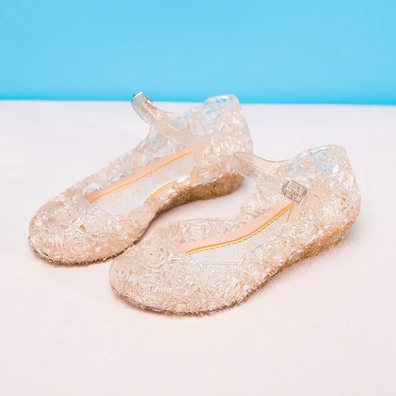 Girls Low Heel Princess Shoes Children New Summer Sandals Girls PVC Jelly Shoes Cinderella Crystal Shoes Kids Slope Heel Sandals product view