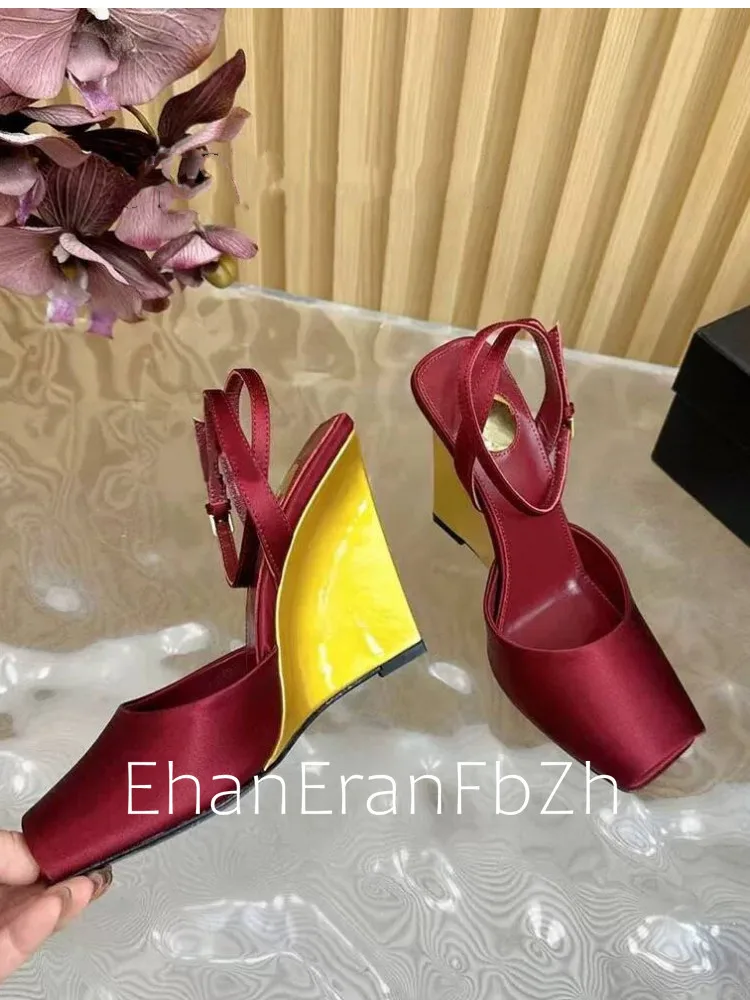 Summer New Slope High Heel Sandals Fish Mouth Thick Bottom High Heel Shoes Fashion Party Sexy Women's Large Sandals detail