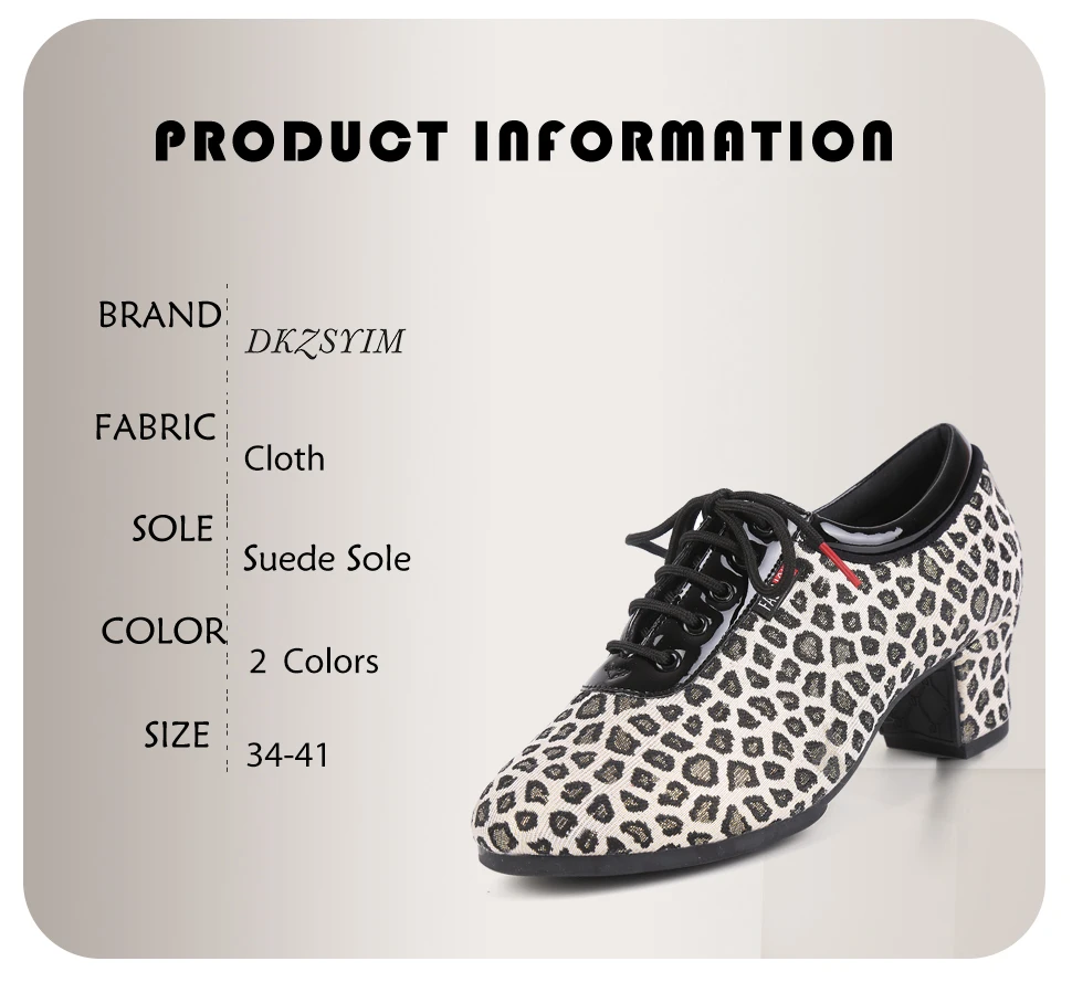 DKZSYIM Women Latin Dance Shoes Modern Tango Jazz Shoes Outdoor Leopard print Dance Shoes Woman Dance Sneaker SIZE34-41 detail
