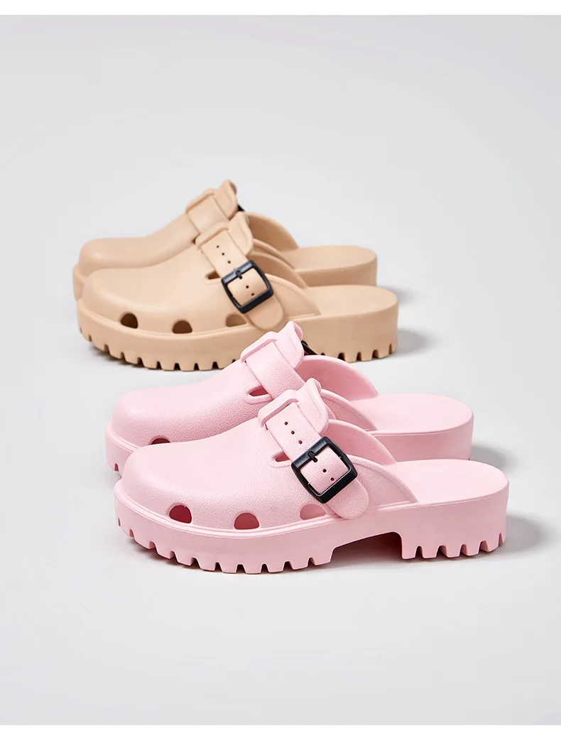 Smile Pop Women Platform Sandals Summer Clogs Slippers Fashion Women's Flat Slippers Outdoor Antiskid Waterproof Home Sandals detail
