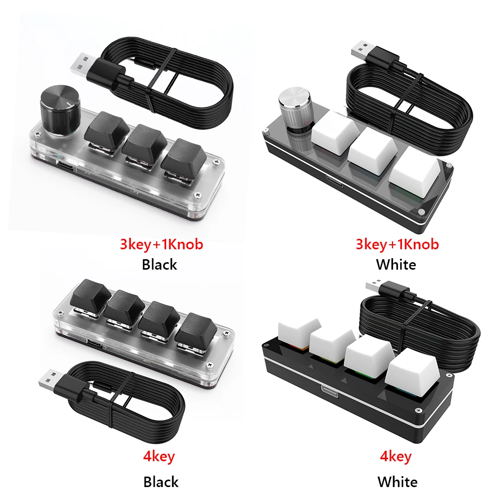 3 Key 1 Knob/4 Key Programming Macro  Knob Keyboard RGB Wired USB Photoshop Gaming Keypad Red Switches Mechanical Macropad detail