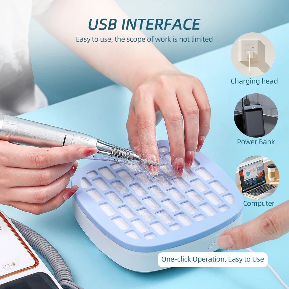 USB Nail Dust Collector Extractor Fan Desktop Vacuum Cleaner With 10pcs Filters Electric Nail Powder Collect Fan Powder Manicure detail