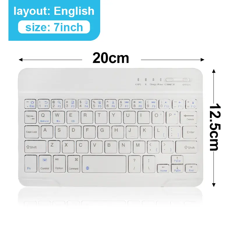 Bluetooth Wireless Keyboard 10 inch Rechargeable Keyboard Russian English Keycaps For iPad Tablet Laptop Adapter PC Accessories product view