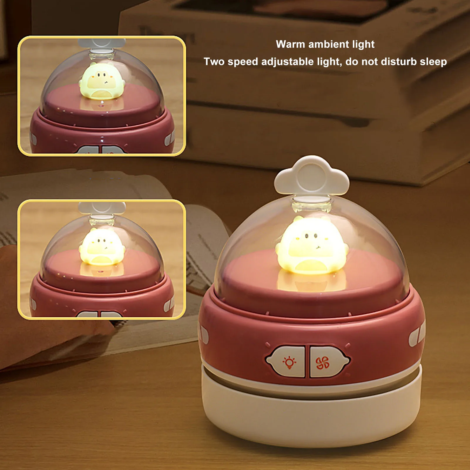 Portable Desktop Vacuum Cleaner Cordless USB Charging Handheld Dust Sweeper Efficient Night Light Table Pencil Eraser Shavings detail