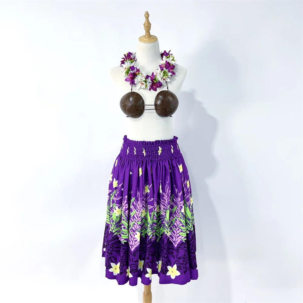 Hula Dance Girl Hawaiian Party Premium Pa'u Hula Skirt Customize Print Hula Dance Performance Short Skrits With Adjustable Waist detail