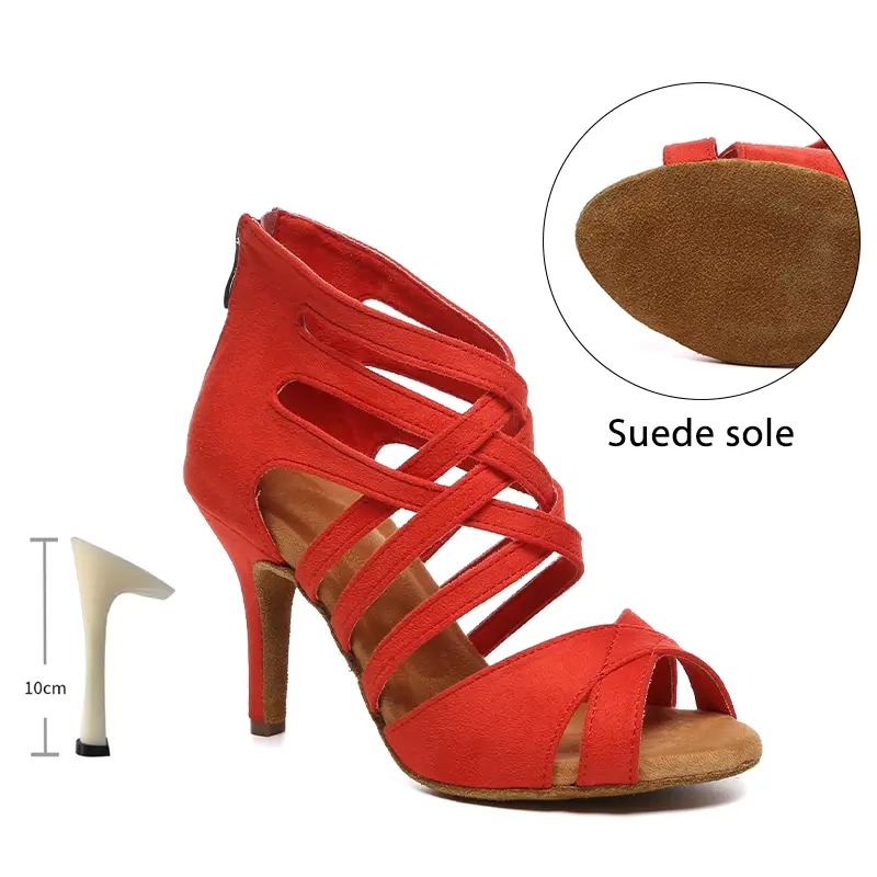 Red Women Heels for Dancing Latin Dance Shoes Girls Ladies Tango Latin Dance Shoes Ballroom Salsa Performance Shoes Party Shoes product view
