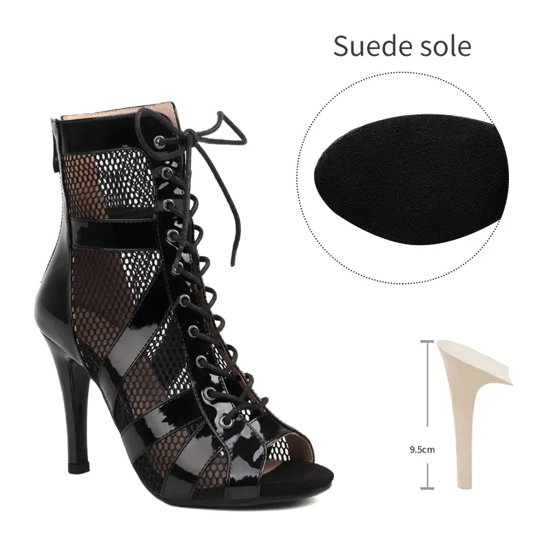 Girls Latin Dance Shoes Women Modern Dance Salsa High-Top Sandals Dance Hall Shoes Ladies Fashion Sexy High-Heeled Suede Boots product view