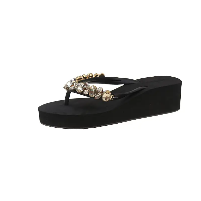 Diamond Slippers Women Summer Outdoor Wear Beach Shoes Sandals Womens Sexy Shoes Slope Heel Flip Flops for Women Chanclas Mujer product view
