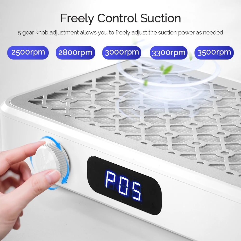 Twin-Turbo Nail Dust Collector Brushless Speed Adjustable Manicure Nail Vacuum Cleaner with Removable Filter Vacuum Fan detail