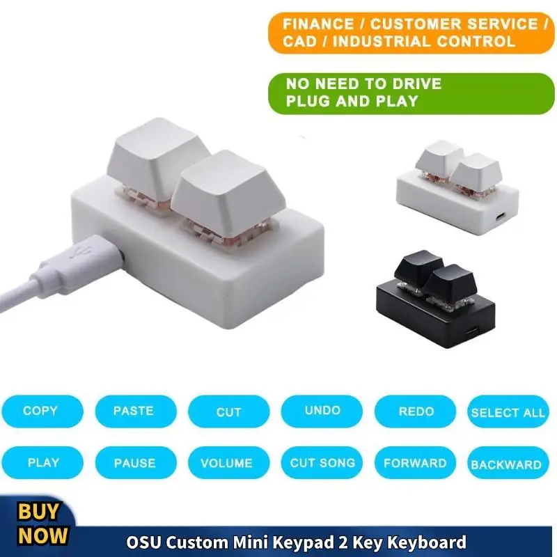 OSU Custom Mini Keypad 2 Key Keyboard Programming Macro Keyboard Copy Paste Cut HID Mechanical Keyboard DIY Keyboard