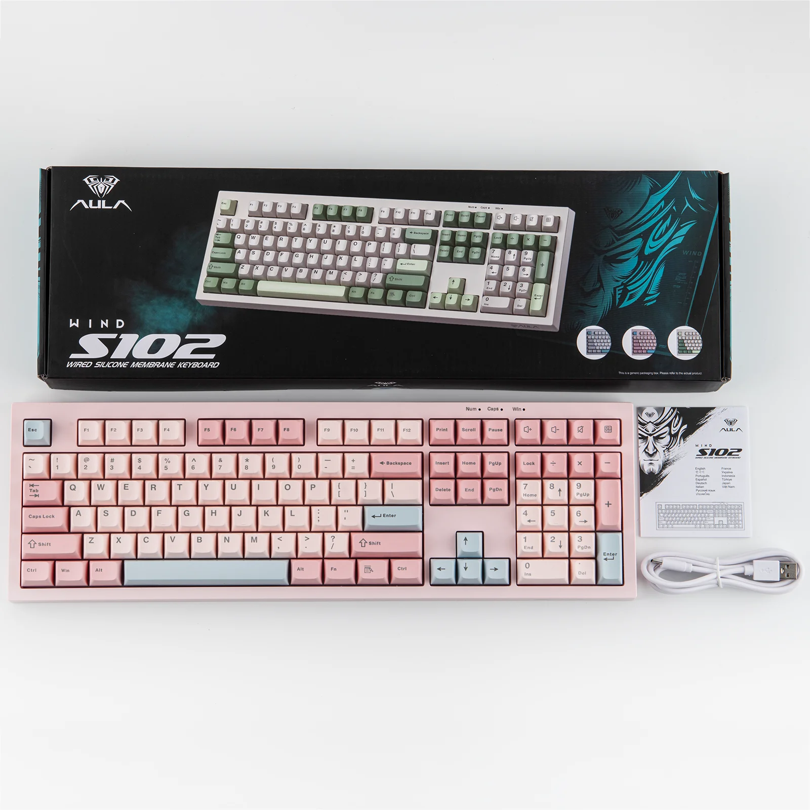 AULA S102 Wired Only Full Size Layout Silent Membrane Gaming Keyboard with Number Pad & Creamy Silicone Structure detail