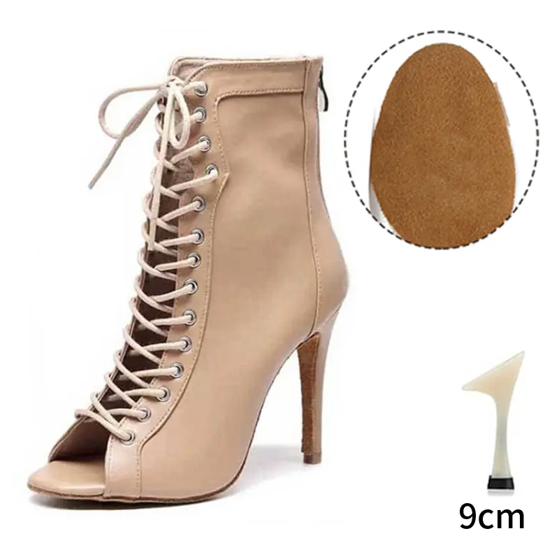 DKZSYIM New Women's Spring/Autumn Boots Stilettos Women Latin Dance High Heels Boots Fish Mouth Thin Heel Ladies Ballroom Shoes product view