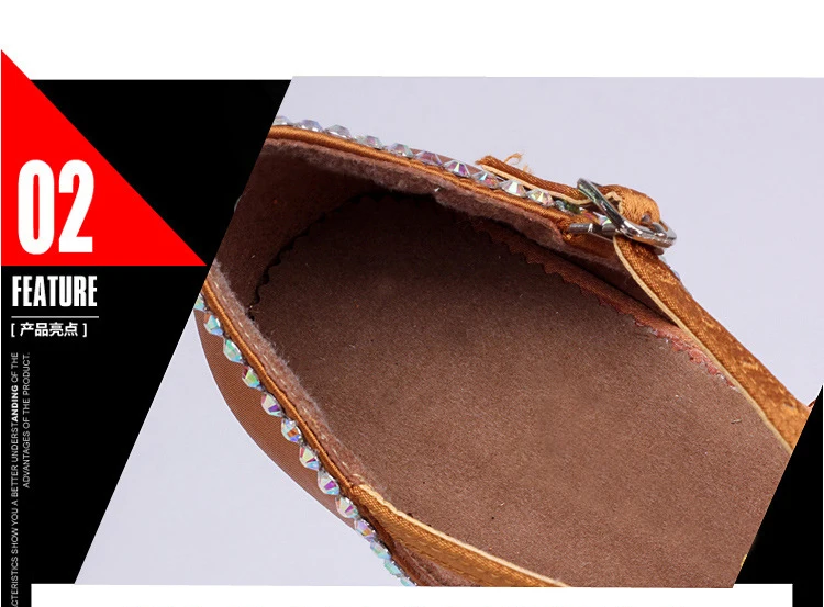 Summer Child Hot Latin Dance Shoes Women for Satin Salsa Dance Shoes Girls for Shine Rhinestone Ballroom Dance Shoes detail