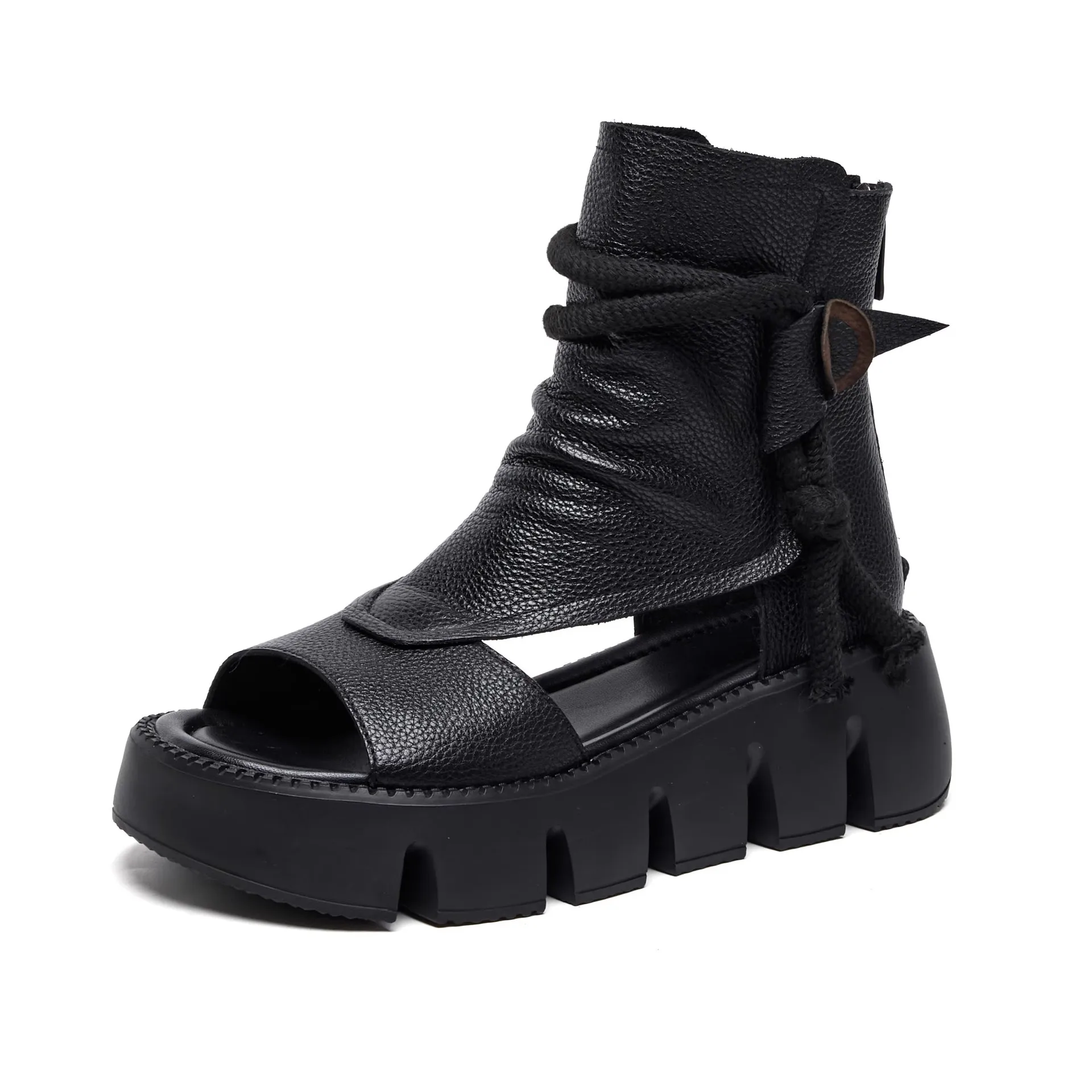 Thick Sole Roman Style Cool Boots for Women Summer 2025 New Fashion Comfortable Slope Heel High Top Versatile Fish Mouth Sandals detail