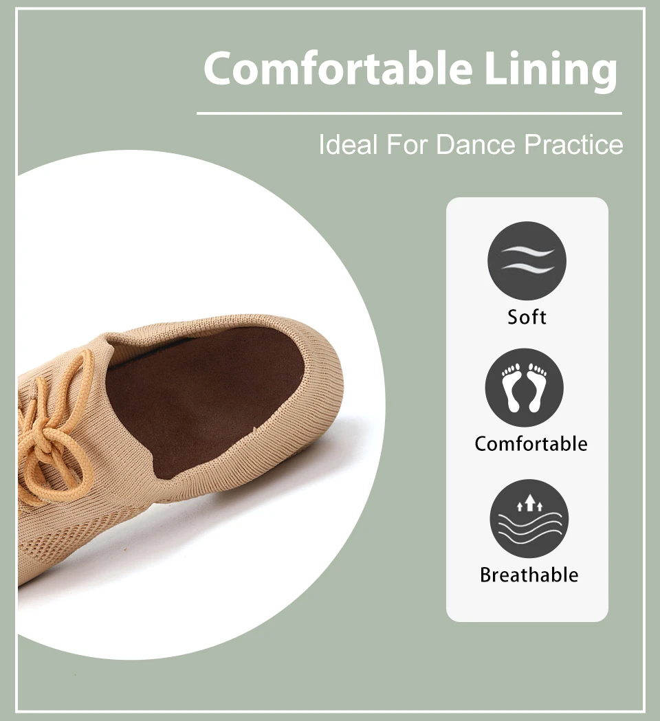 Women Dance Shoes Knitted Teacher Shoes Soft sole Low Heel Latin Training Shoes Ballet Dance Shoes Jazz Ballroom Sneakers Girls detail