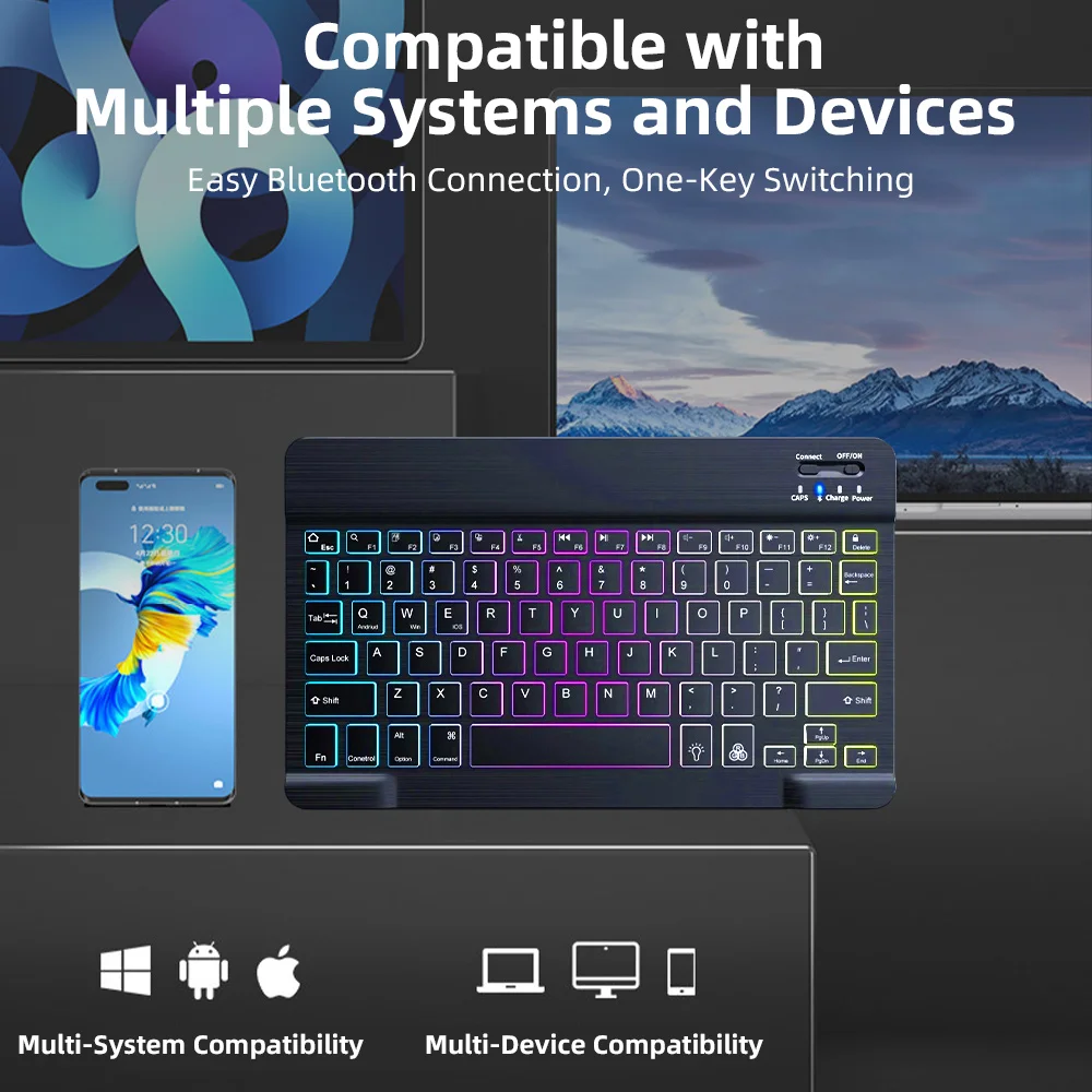 READ YYEAH RGB Backlit Bluetooth Keyboard Mouse Combo Multi-language Rechargeable Wireless Keyboard for Tablet Laptop PC Gaming detail