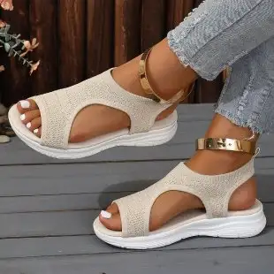 2026 Summer New Women's Open toed Sandals Outdoor Fashion Breathable Comfortable Slope Heel Casual Sandals product view