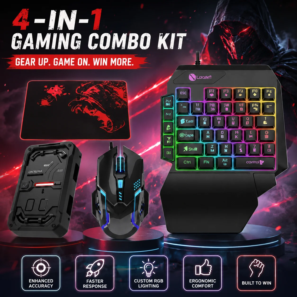 M3Pro+ Game Mobile Controller Converter Set OneHanded Keyboard and Mouse Combo For Android FPS Gaming Adapter For PC Computer product view