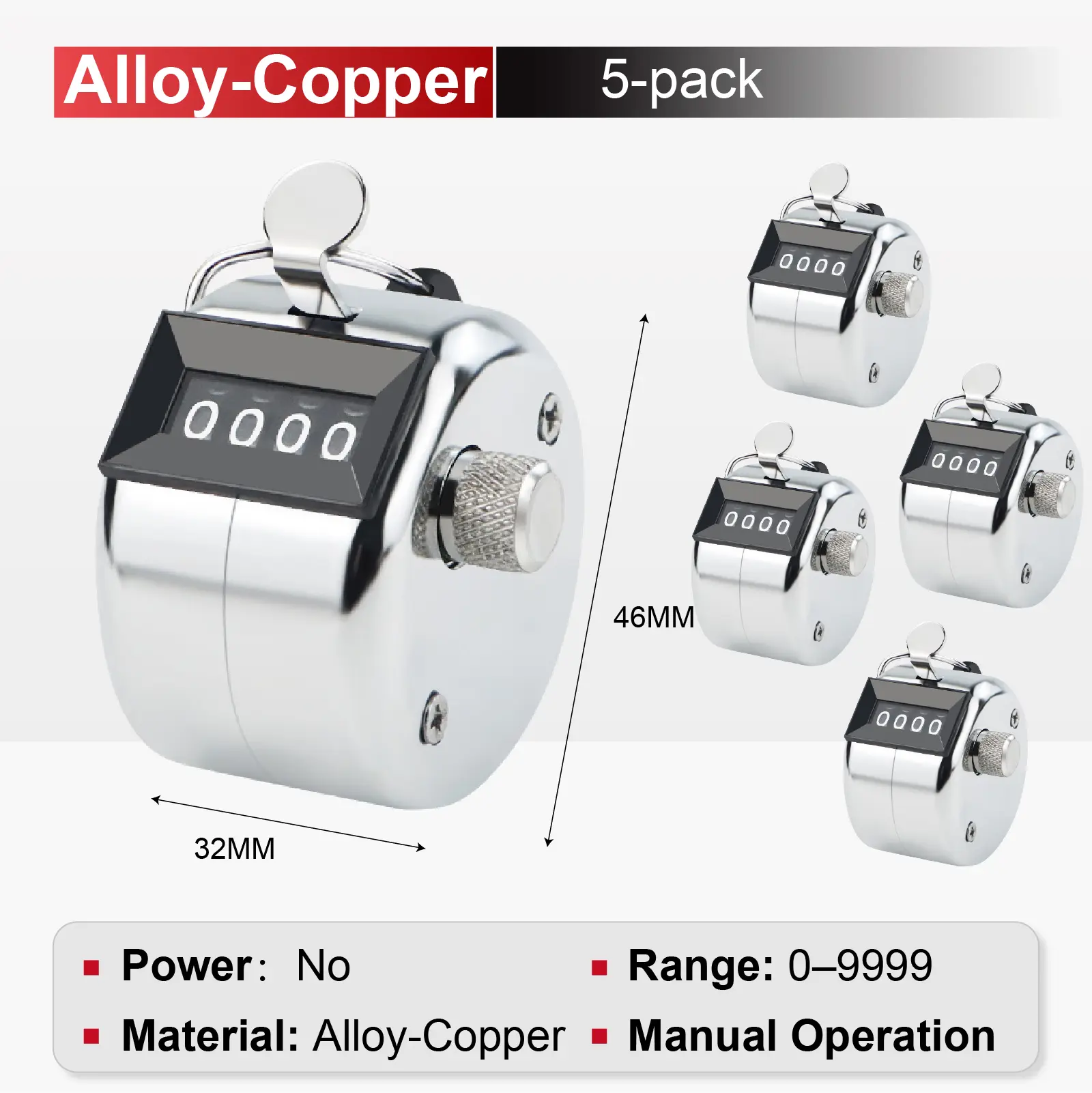 4 Digit Manual Tally Counter Hand Clicker Mechanical People Counter Inventory Attendance Counter Portable No Battery product view