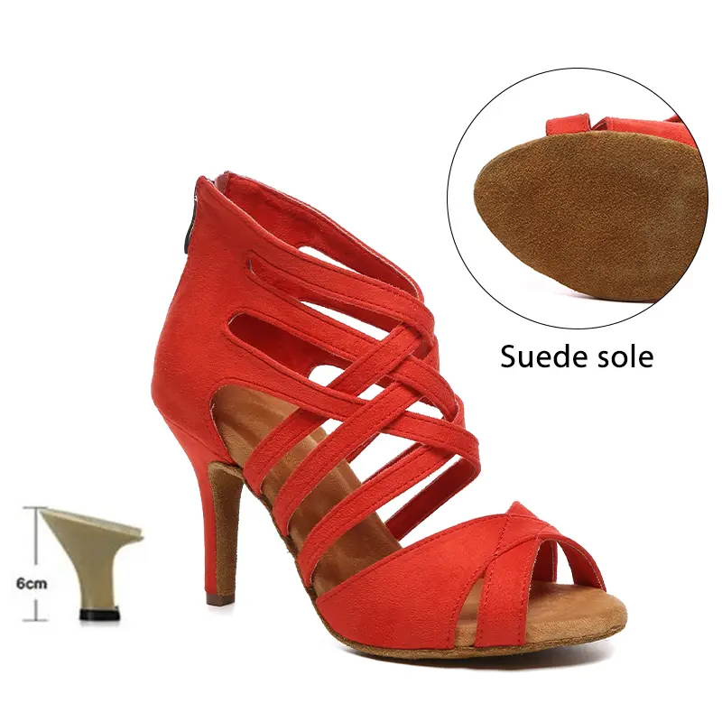 Red Women Heels for Dancing Latin Dance Shoes Girls Ladies Tango Latin Dance Shoes Ballroom Salsa Performance Shoes Party Shoes product view