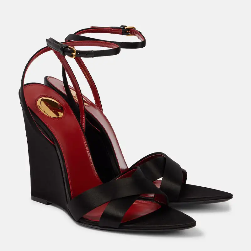 2025 Summer New Slope Heel Pointed High Heel Sandals Wedding Fashion Show Party Women's 34-44 Large Sandals product view