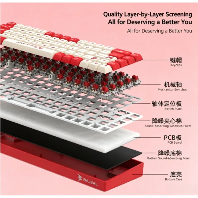BAJEAl BJ68 Wired Mechanical Keyboard 68 Keys RGB Adjustable Gaming Keyboard Hot Swappable for Desktop Computer detail