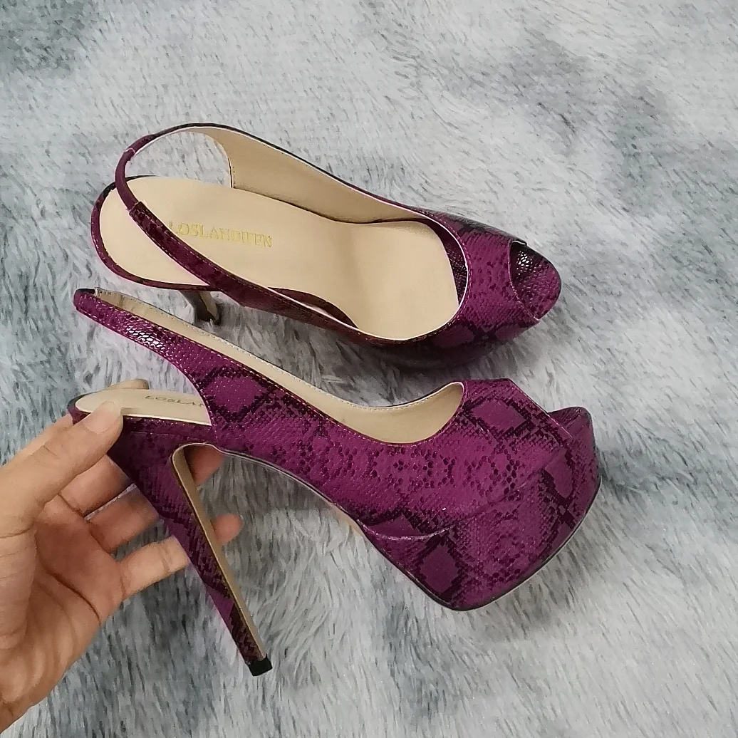 New Women's Pumps Stilettos 14CM Platform Super High Heels Sexy Open Toe Sandals Gladiator Party Dress Women Shoes Large Size 44 detail