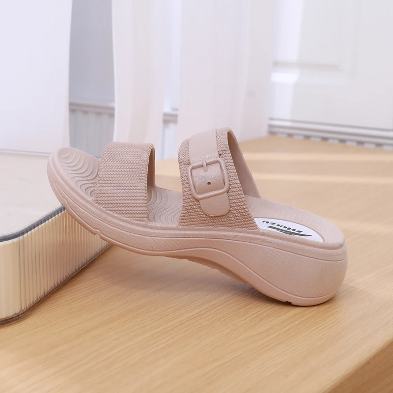Smart Foot Thick Heel Sandals Fashion Slope Heel Summer New Indoor Anti-Slip Heightening Beach Cool Sandals Casual Style Holl... detail