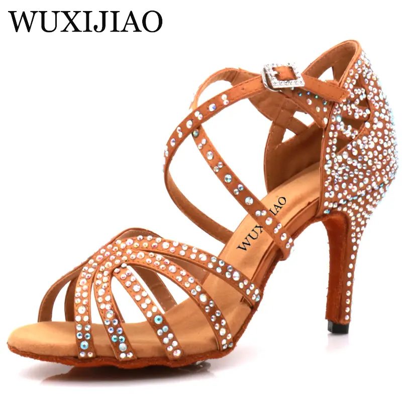 WUXIJIAO Jazz Shoes Latin Dance Shoes Female Latin Salsa Girl Casual Shoes Silver Bronze Skin product view