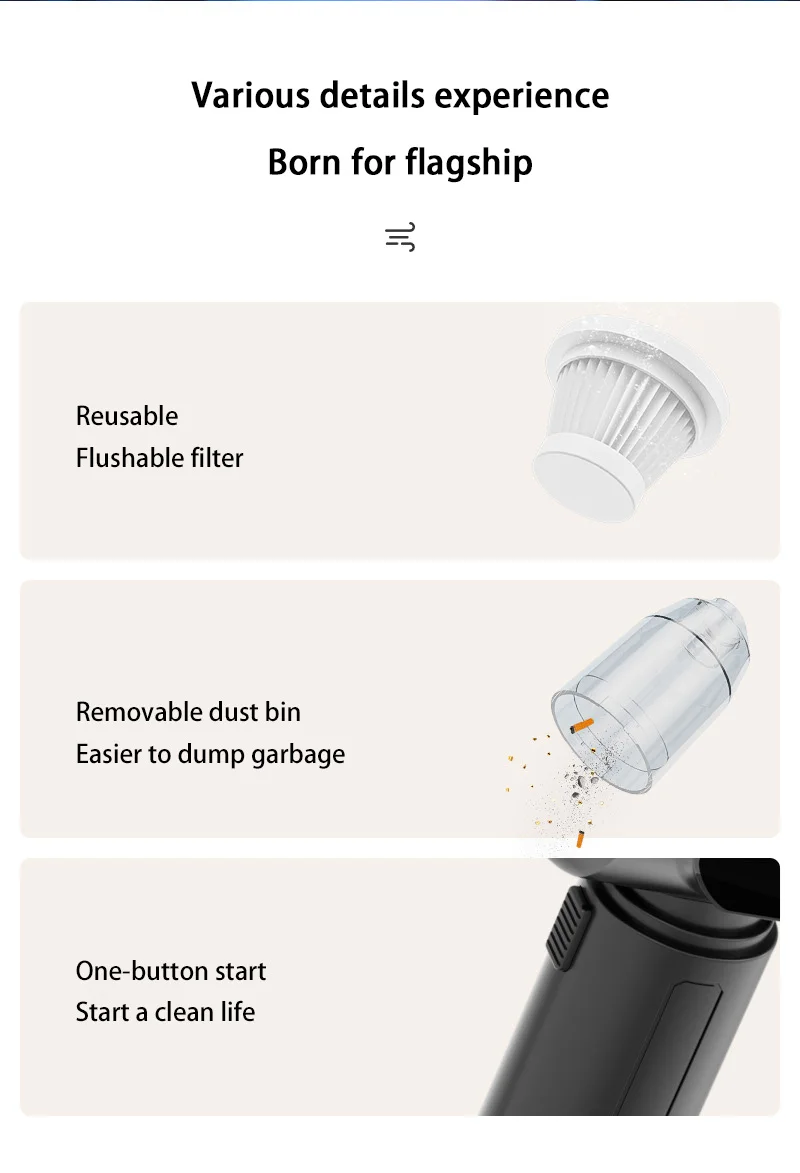 Vacuum Cleaner Car Suction Blowing Integrated Small High-power Suction Wireless Handheld Dust Desktop Vacuum Cleaner detail