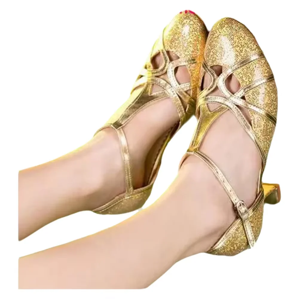 New Latin Dance Shoes Woman High Heel Silver Gold Cheap Ballroom Dancing Shoes Girls Gliter Closed Toe Salsa Shoes 5cm 7cm Heel product view
